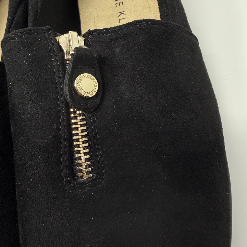 Anne Klein Jada Black Faux Suede Zipper Accent Detail Slip-On Shoes Size 10 - Picture 10 of 13